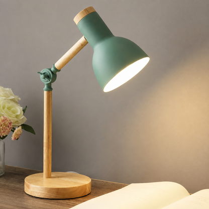 Nordic LED Table Lamp – Wooden Art Design