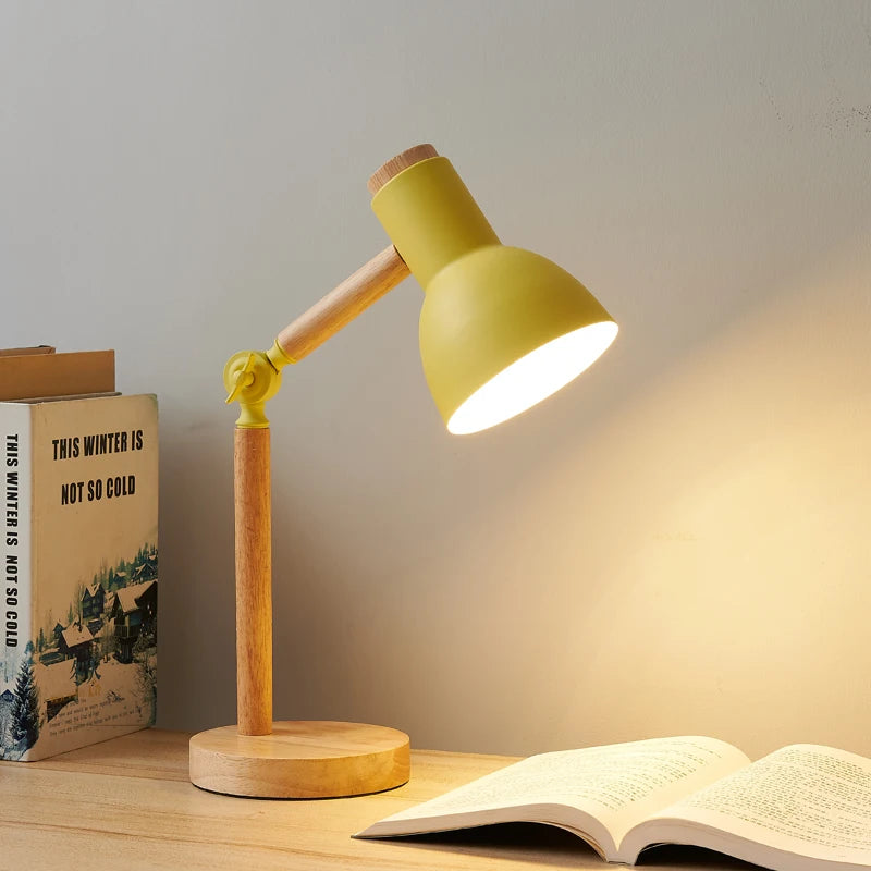 Nordic LED Table Lamp – Wooden Art Design