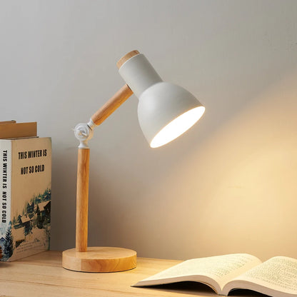 Nordic LED Table Lamp – Wooden Art Design