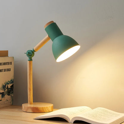 Nordic LED Table Lamp – Wooden Art Design